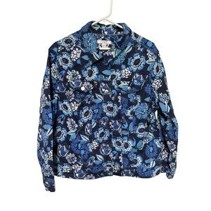 Liz Claiborne Jacket Blue White Floral Denim Jacket Style Womans 18W